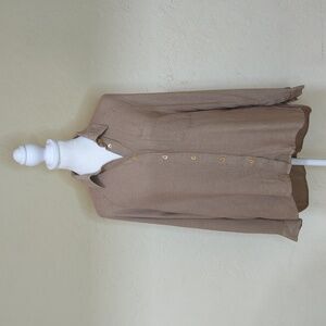 Aritzia Wilfred Free Khaki Relaxed Fit Viscose Button Down Shirt Size XS